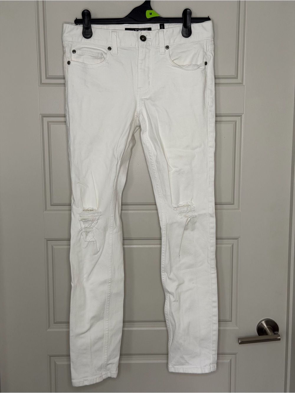 Rude Hot Topic Men's Distressed Knee Skinny Jeans White Denim 30x32